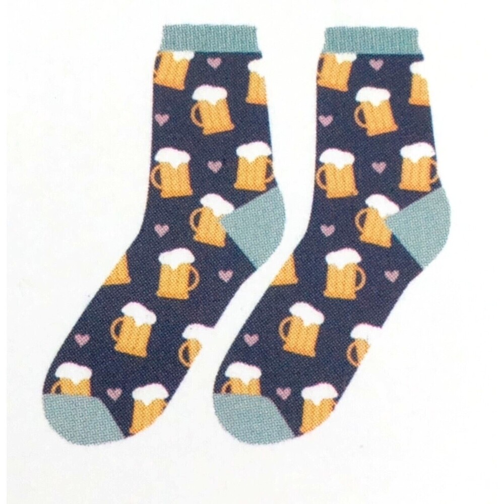 2 Pair Adult Ale Love Quarter Length Socks (Steins & Hearts) One Size - NEW!!!